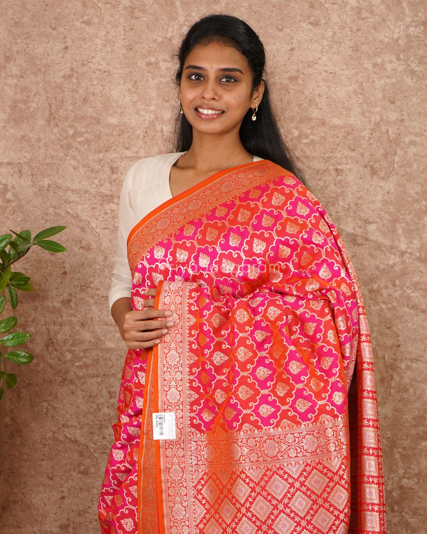 Pink Orange Banaras Silk - PD4568