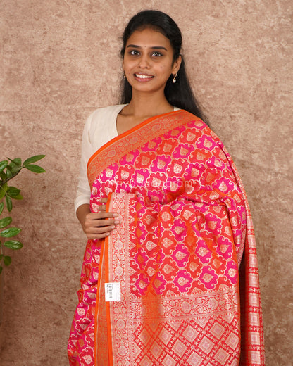 Pink Orange Banaras Silk - PD4568