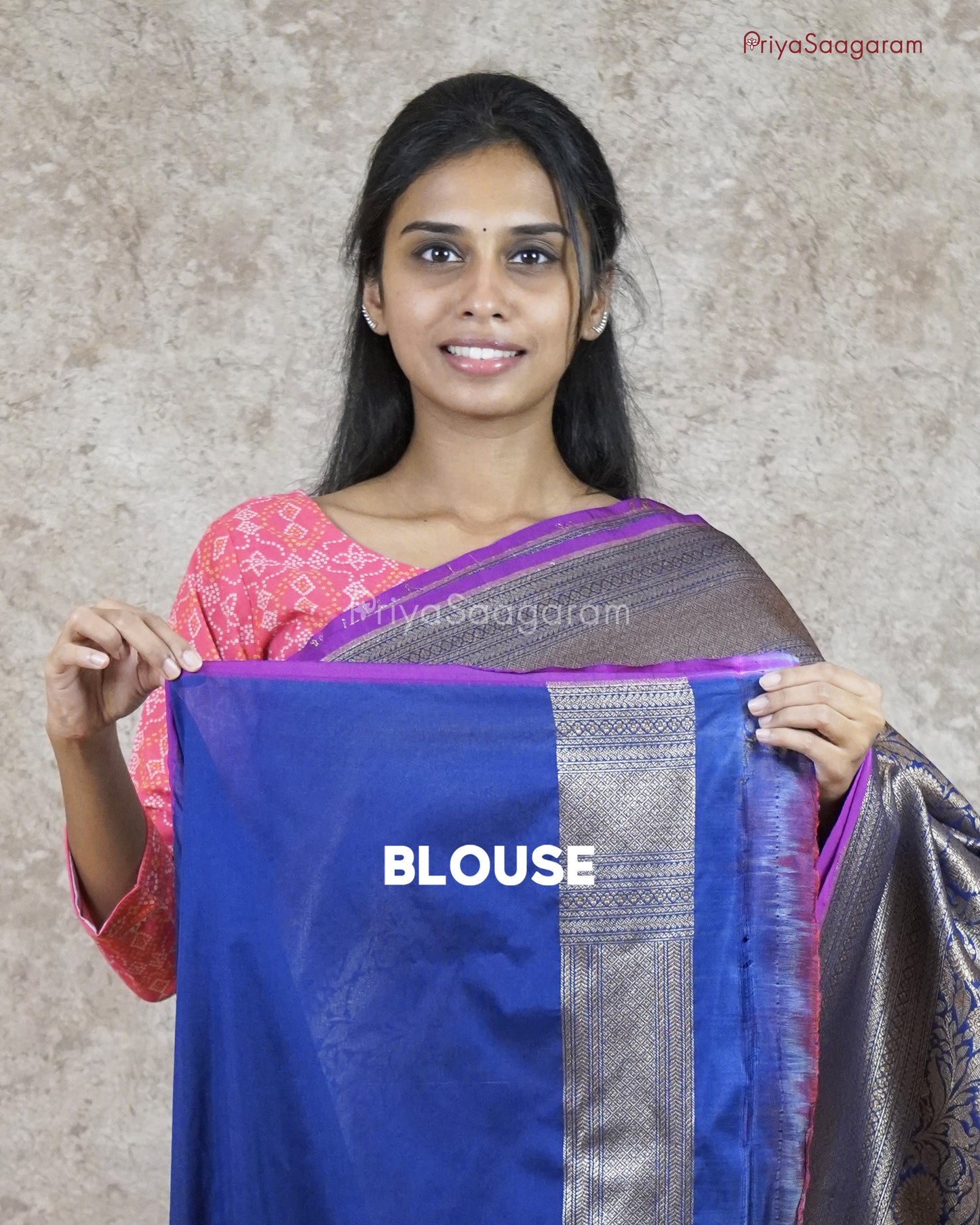 Royal Blue Banaras Silk - PB5422