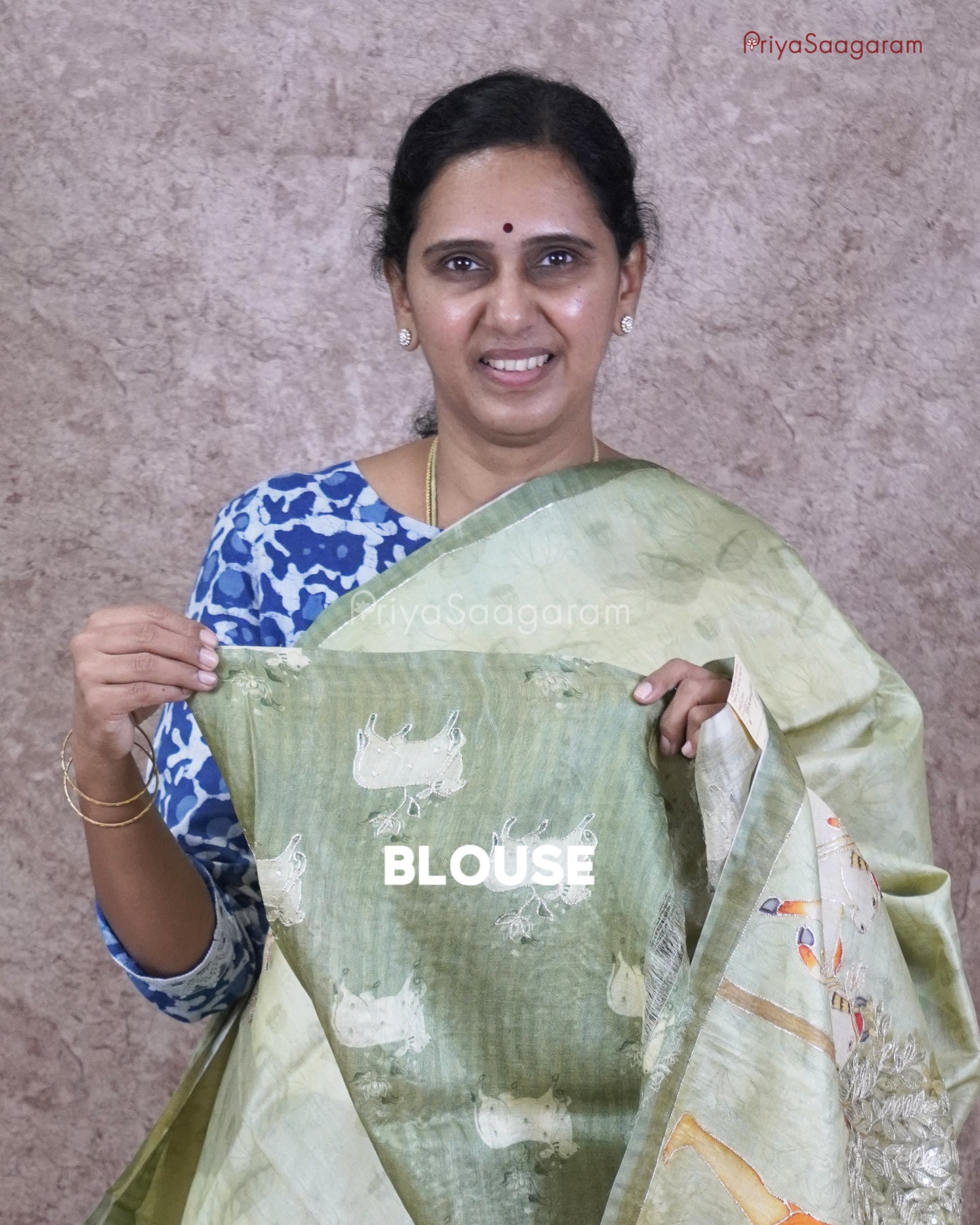 Green Pichwai Aari Work Tussar - PC3399