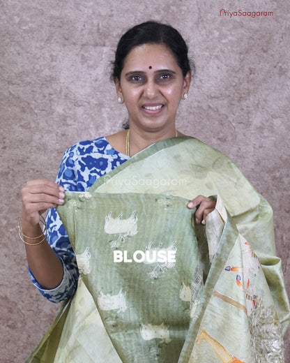 Green Pichwai Aari Work Tussar - PC3399