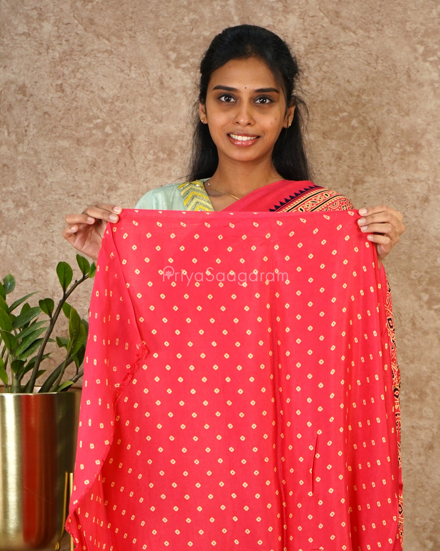 Mittai Pink Ajrak Modal Silk - PD1747