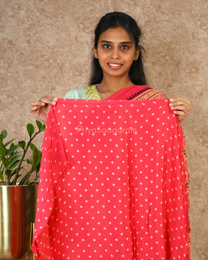 Mittai Pink Ajrak Modal Silk - PD1747