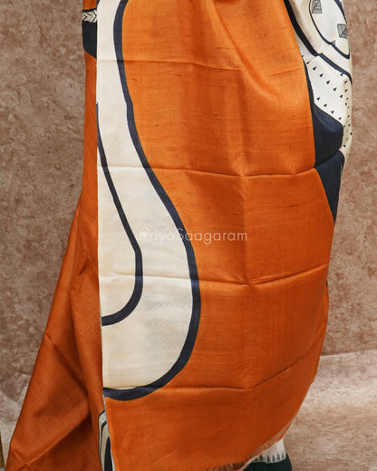 Nude Shade Abstract Hand Painted Murshidabad Tussar - PE104