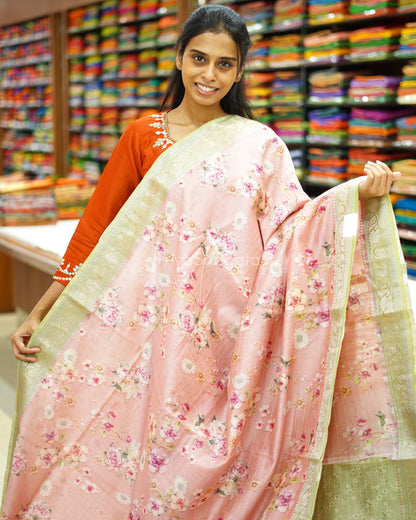 Baby Pink Floral Silk Cotton - PD869