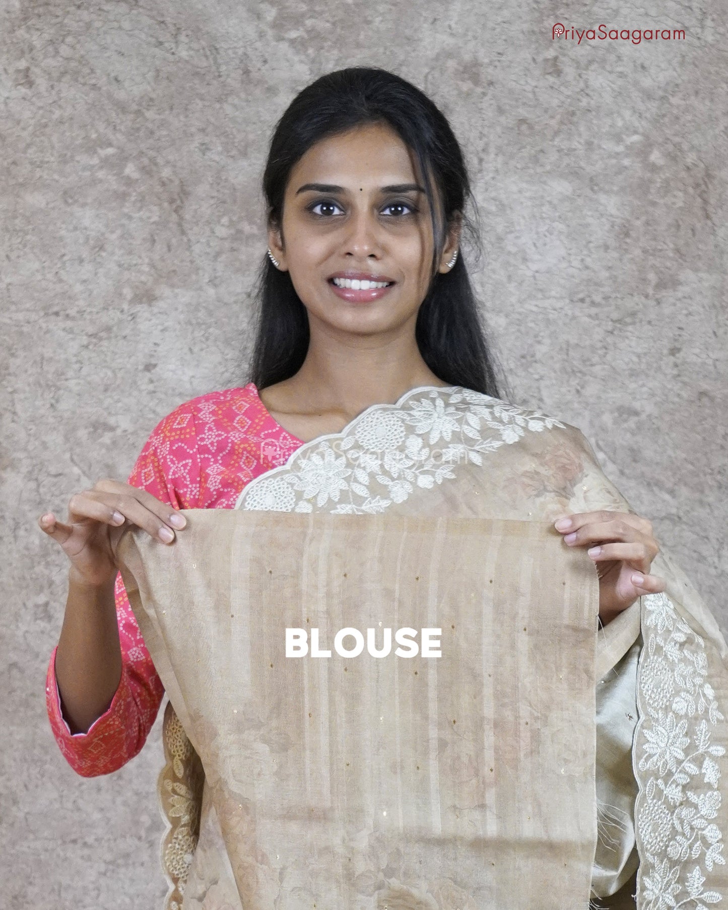 Biscotti Scallop Embroidery Tussar - PB2193