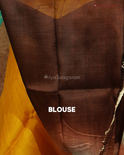Yellow Floral Handpainted Murshidabad Tussar - PD593