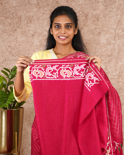 Rouge Pink Kutch Work Tussar - PD5487