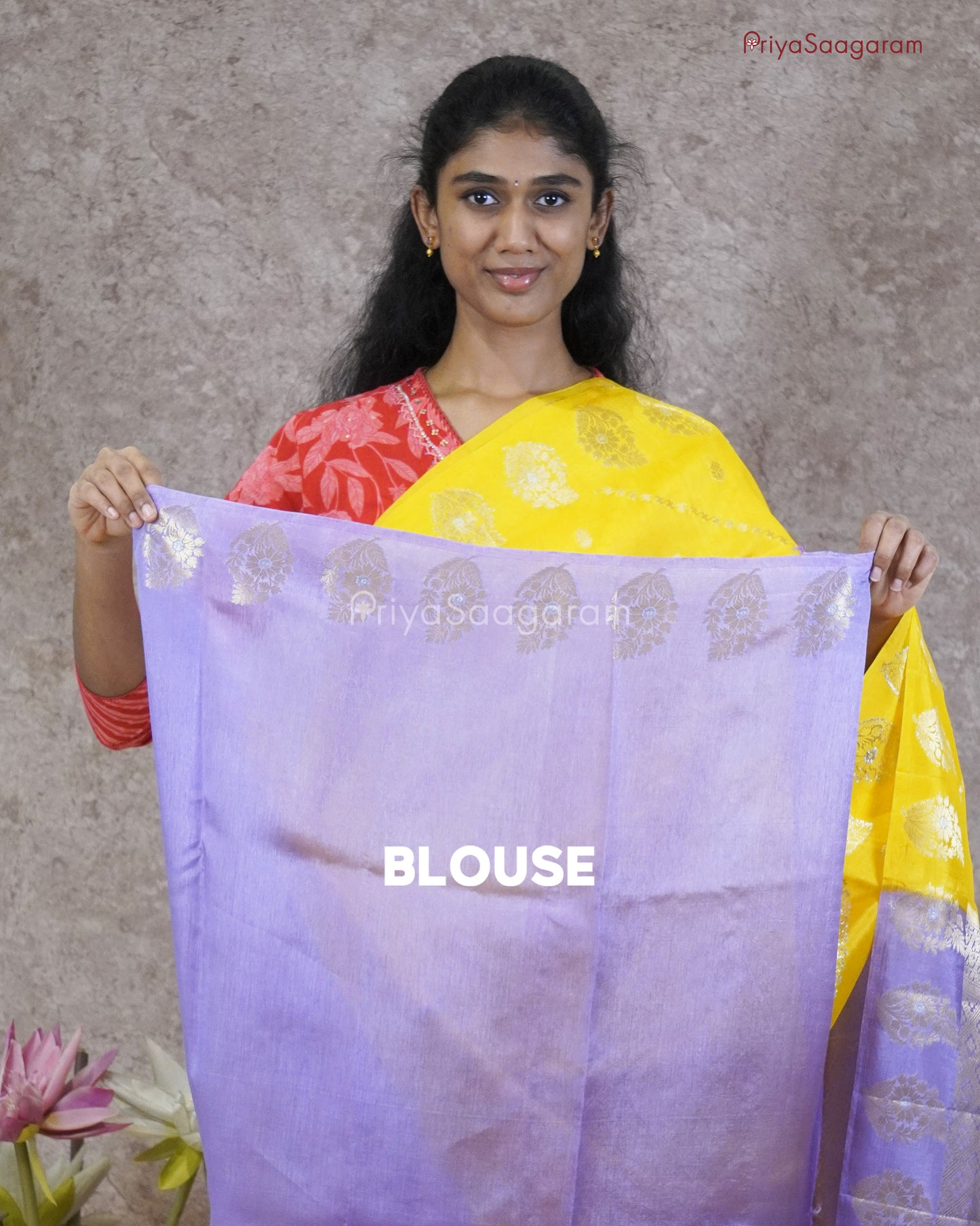 Yellow Purple Chiniya Silk - PC3209