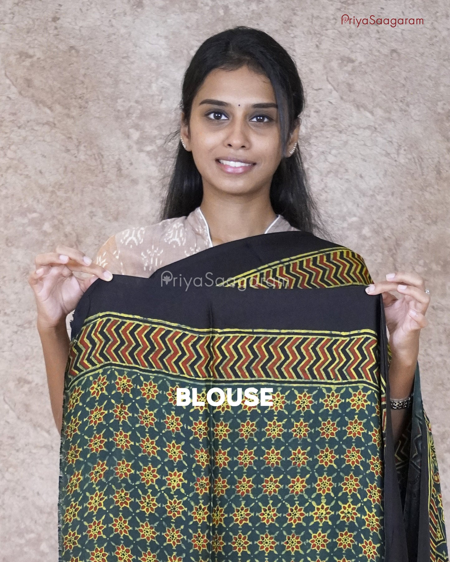Hunter Green Ajrak Modal Tussar - PC16