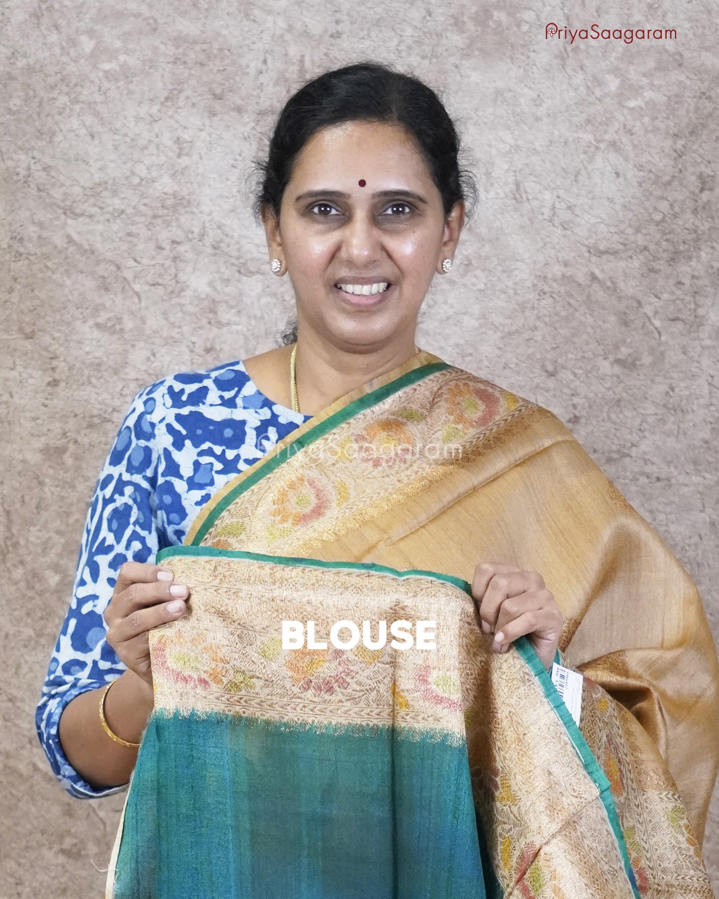 Mustard Green Painted Matka Silk - PB5407