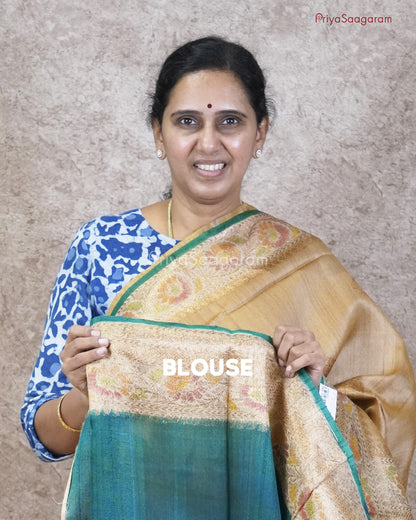 Mustard Green Painted Matka Silk - PB5407