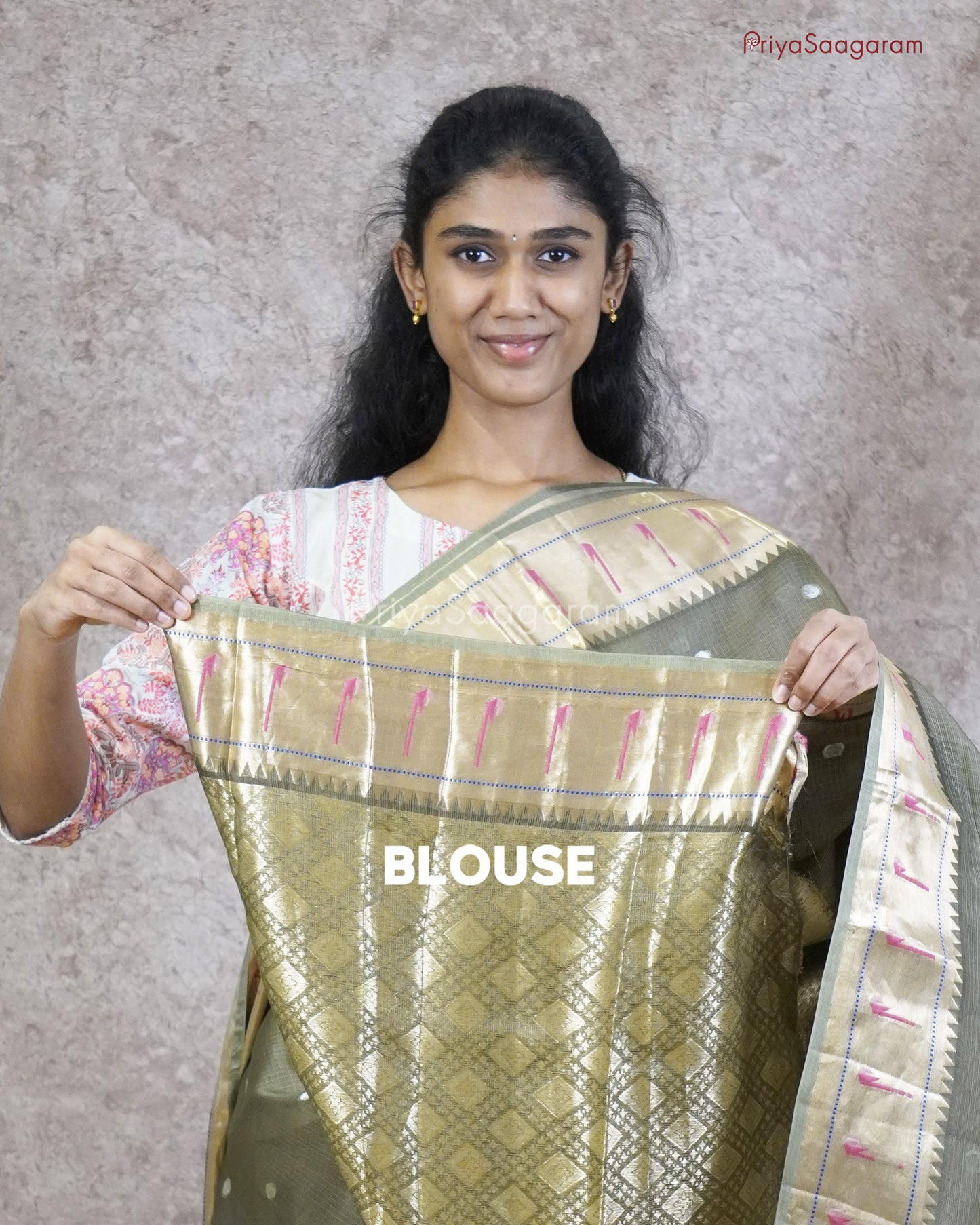 Military Green Paithani Kota - PC3586