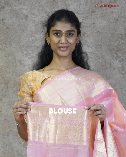 Rose Pink Checked Kora Organza - PC3216