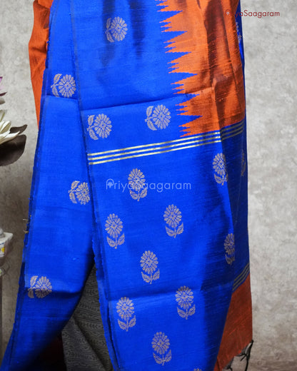Brick Red Korvai Kadhi Tussar - PB2588
