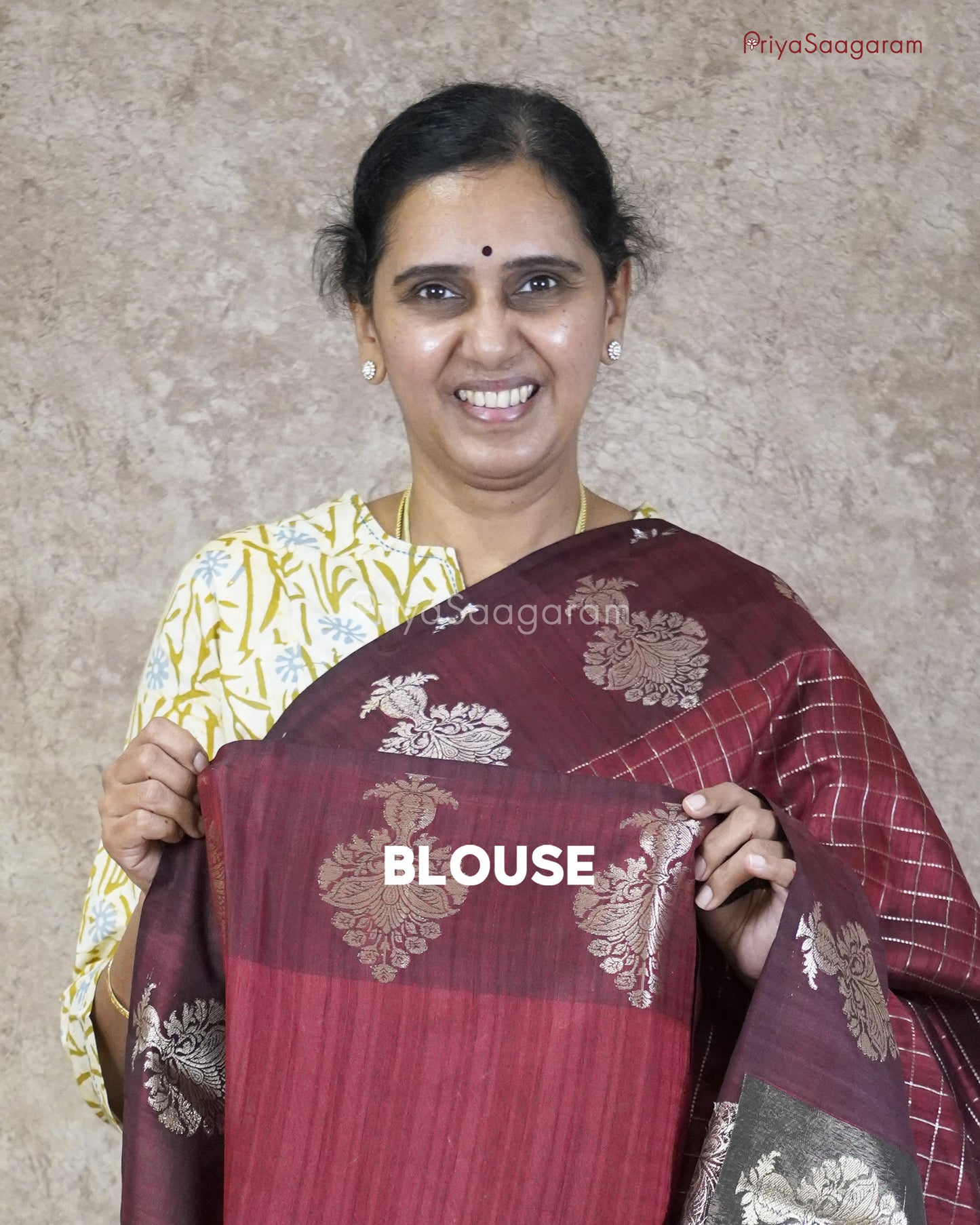 Wine Red Zari Tussar - PC3276