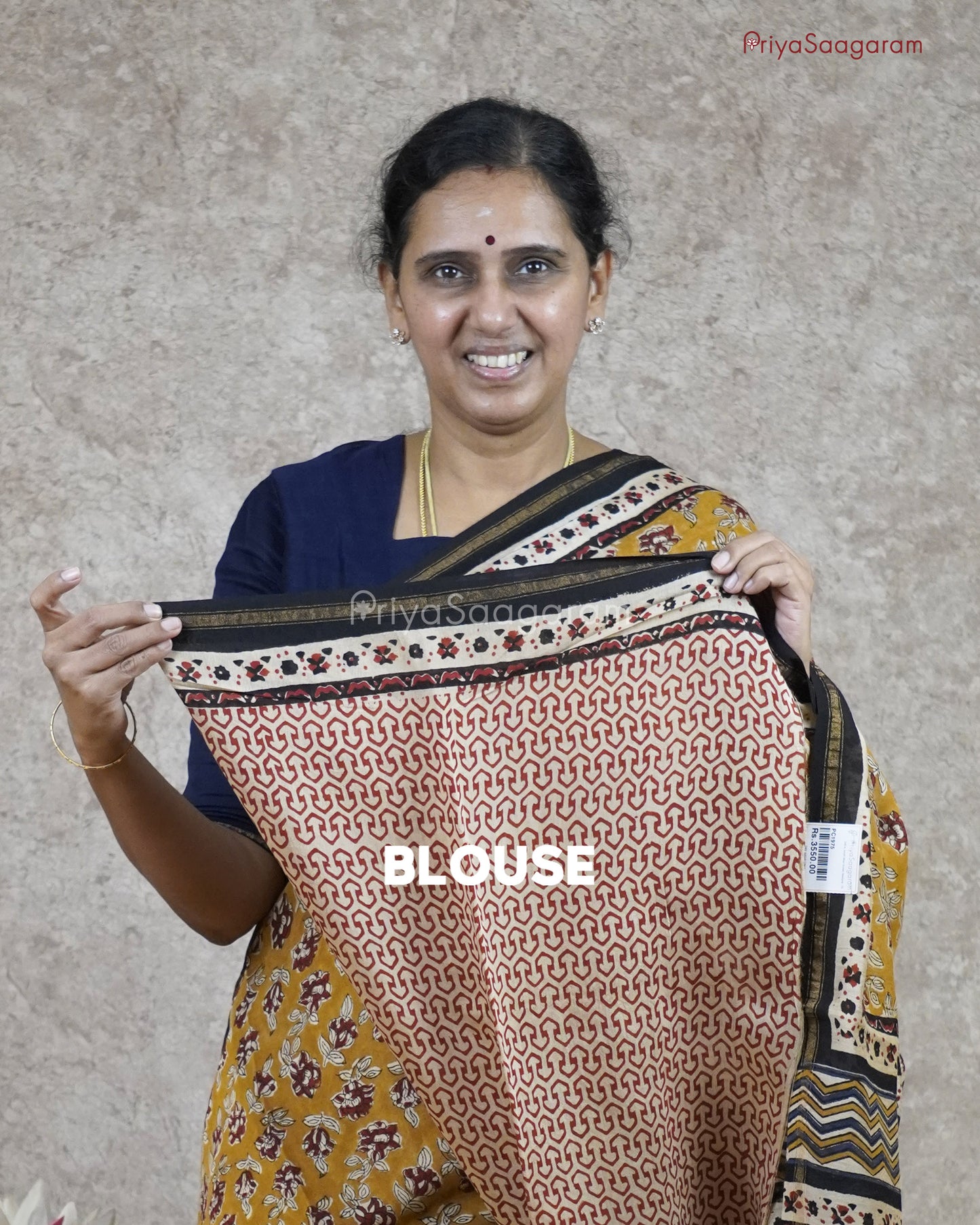 Mustard Block Print Chanderi - PC1975