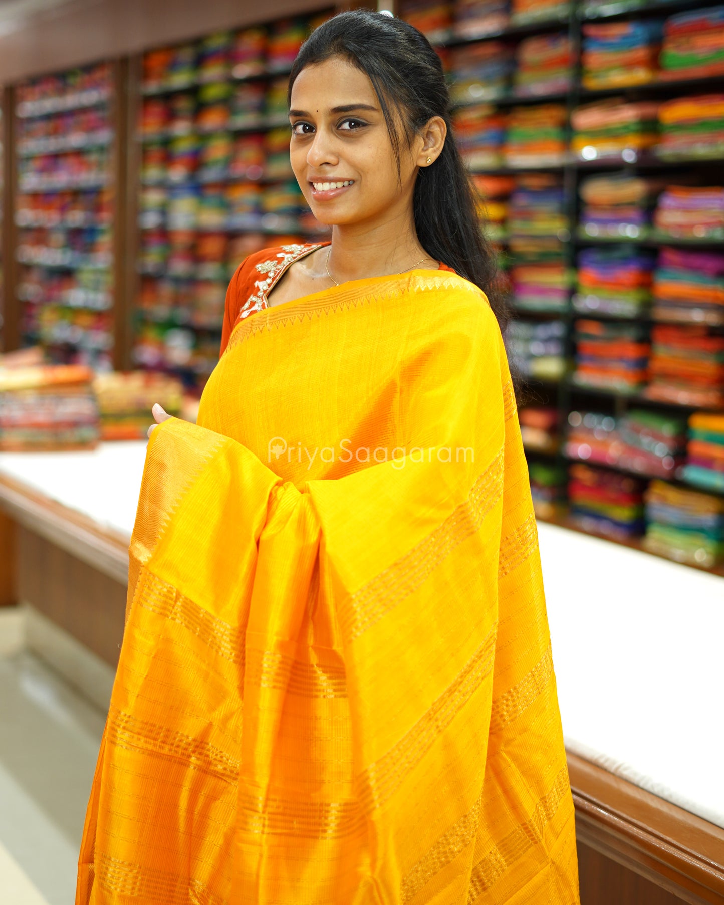 Mango Yellow Mangalagiri Silk Cotton - N4993