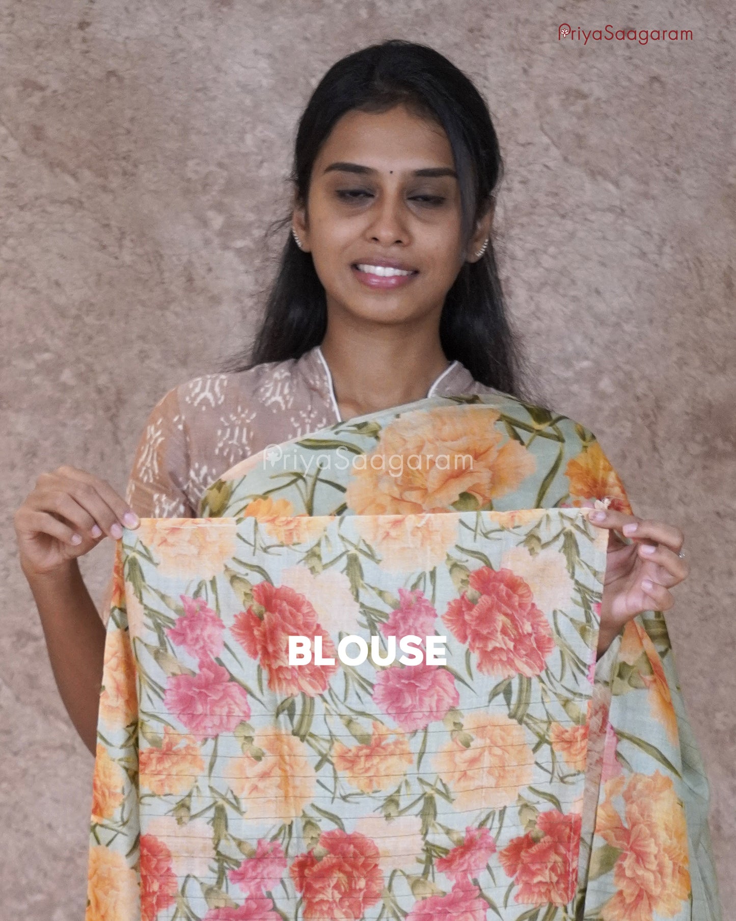 Iceberg Blue Floral Tussar - PC116