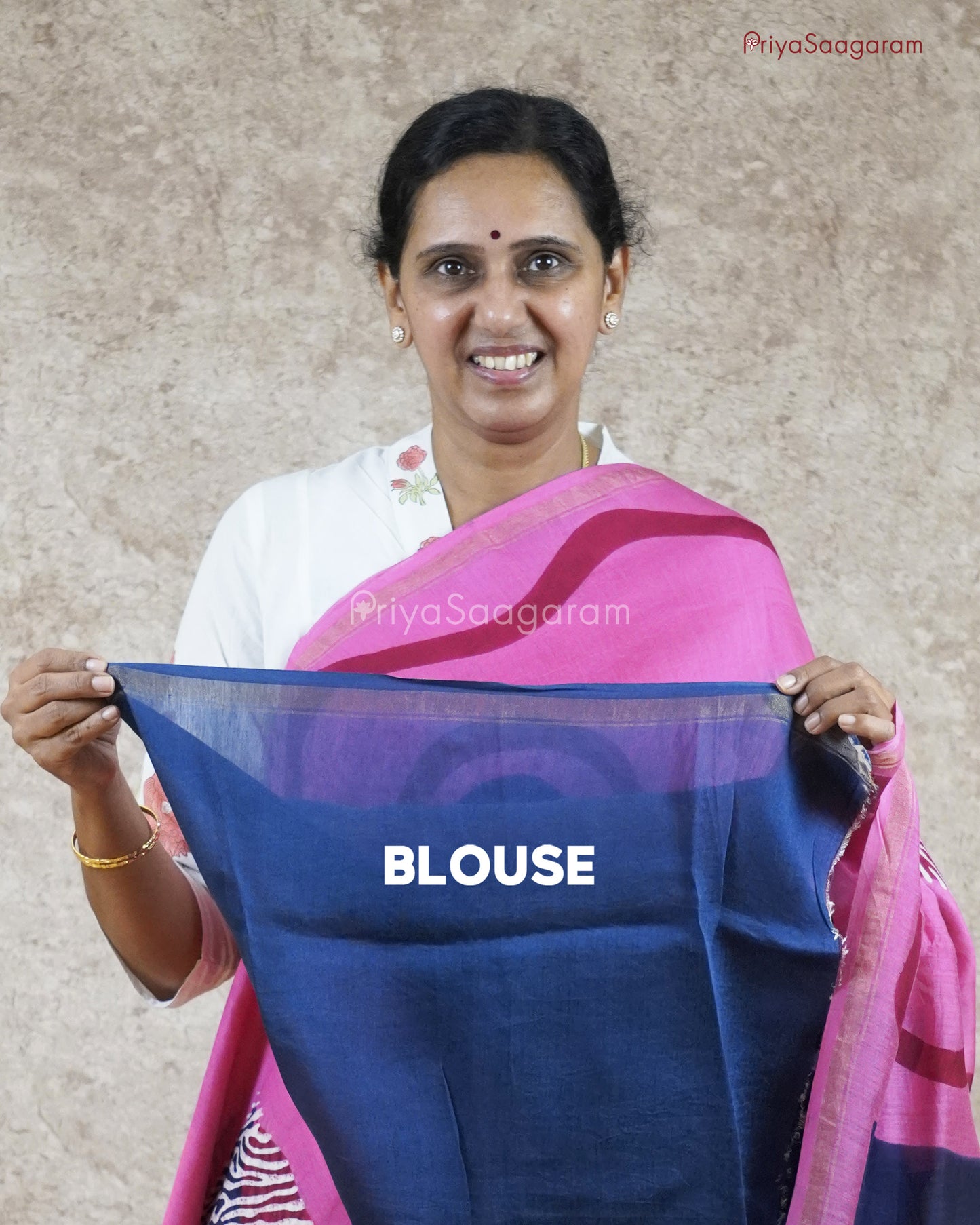 Deep Pink Painted Chanderi - PC1810