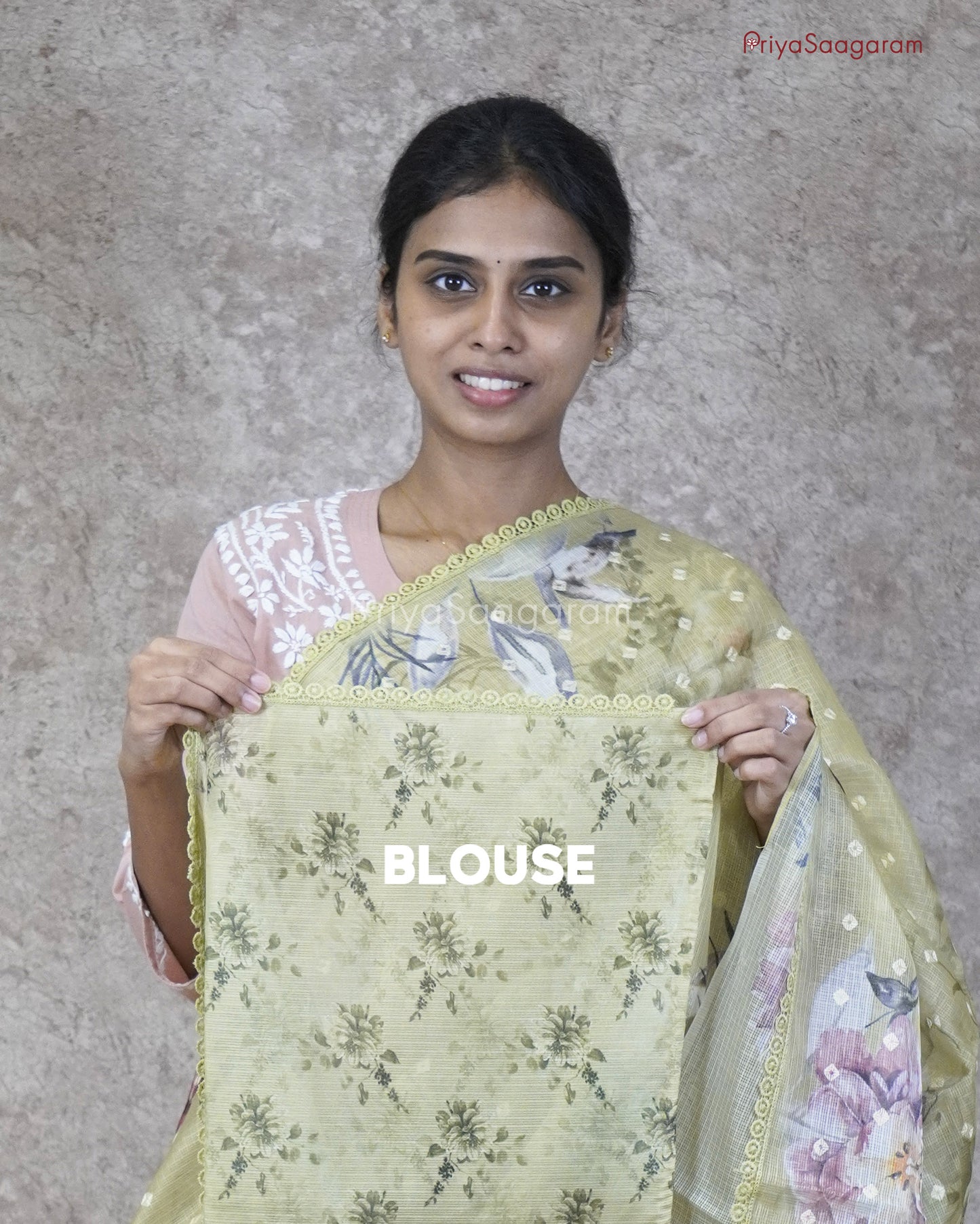 Sheen Green Floral Kota - PC3557