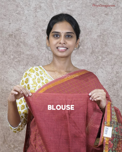 Rustic Zari Checked Chanderi - PC143