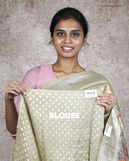 Lime Sherbet Cream Banaras Tussar - PC521