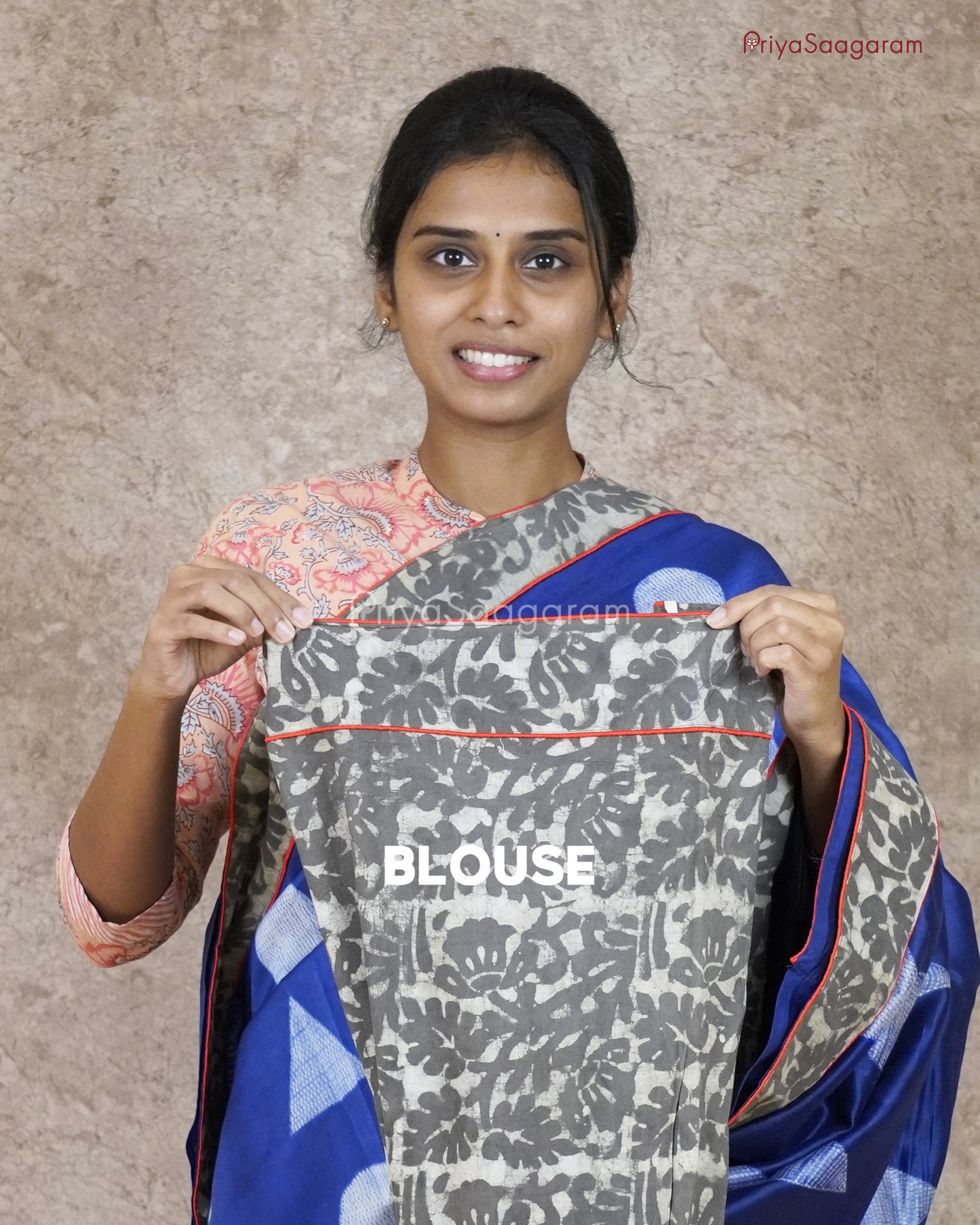 Royal Blue Applique Chanderi - PA1089