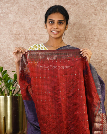 Purple Applique Tussar - PD2721