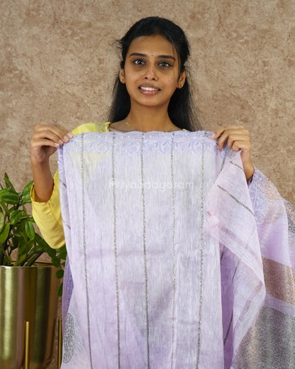 Lavender Embroidery Tussar - PD4111