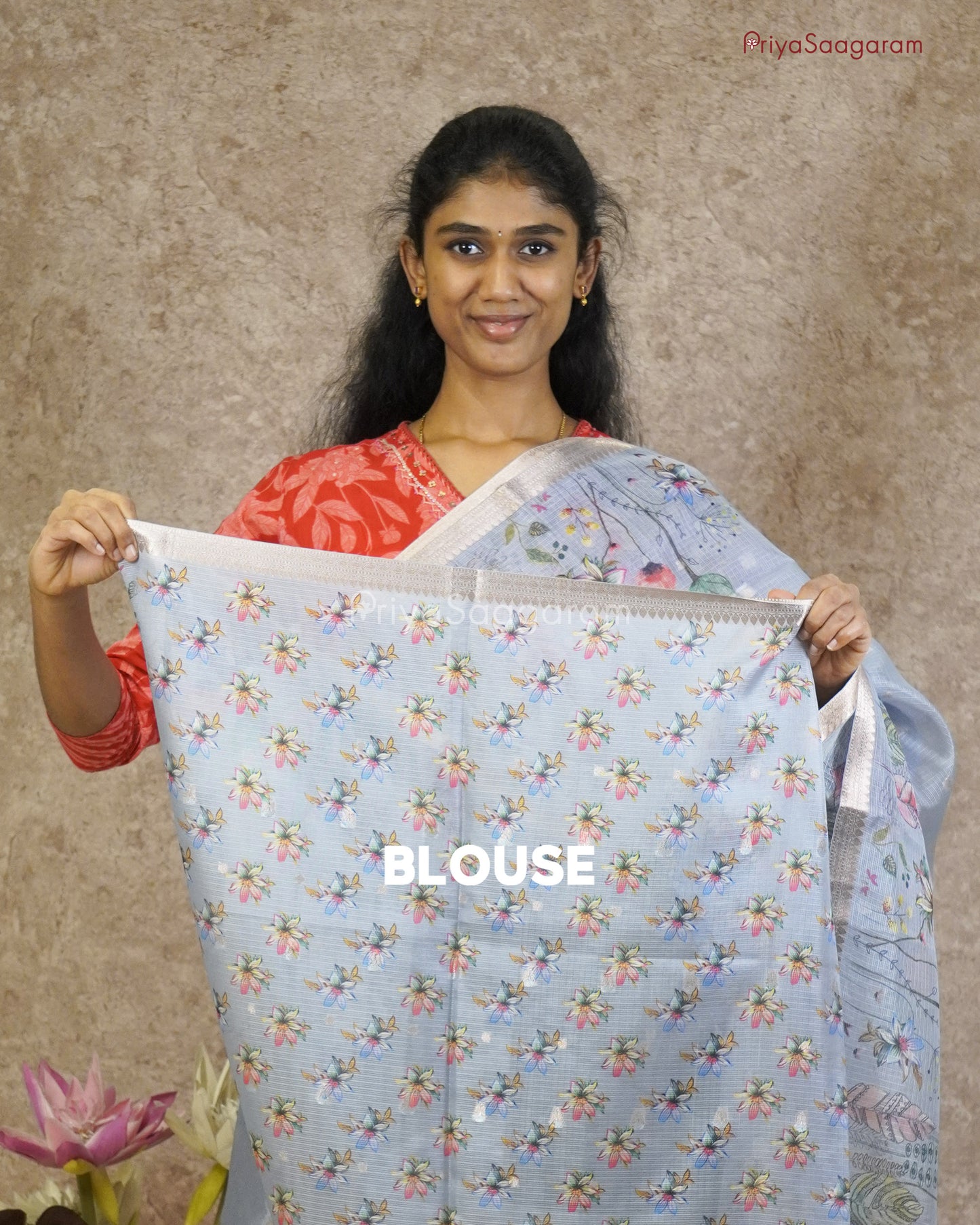 Grey Floral Zari Kota - PC3553