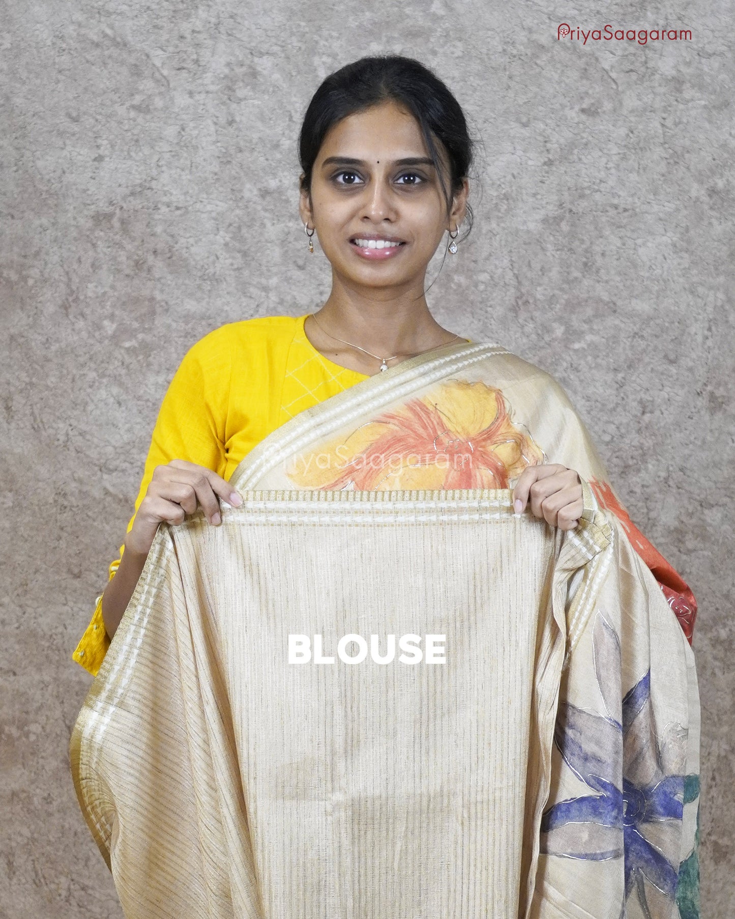 Hand Painted Floral Tussar - PC3323