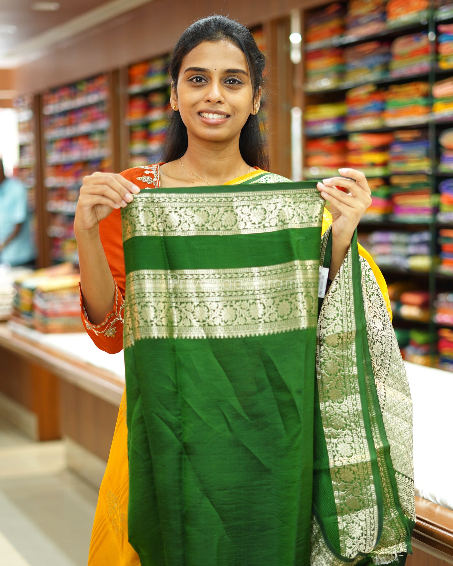 Yellow Green Chiniya Raw Mango Silk - PD1067